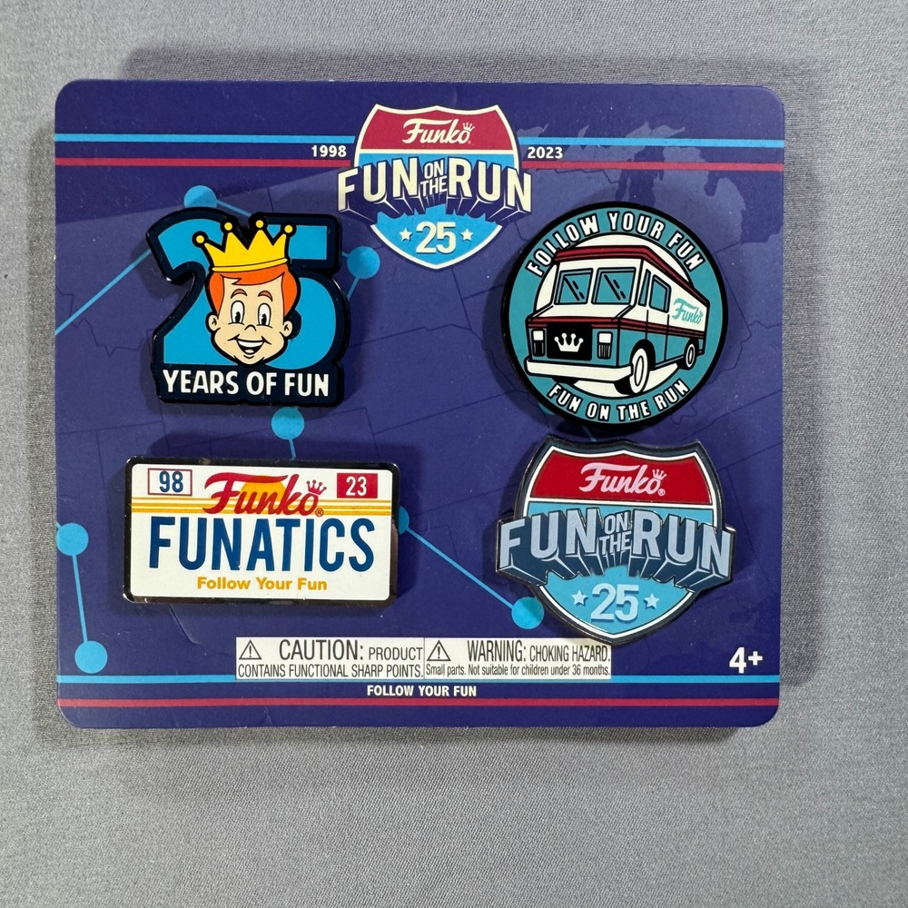 Funko Fun on the Run 25th Anniversary Enamel Pin Set 4pc Freddy Funko Funatics